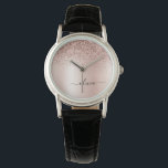 Ro Guld -  Rosa Glitter Metall Monogram Namn Armbandsur<br><div class="desc">Ro Guld -  Rosa Faux Foil Metallic Gnistra Glitter Brushed Metall Monogram Namn Watch. Det gör perfekt studenten,  födelsedag,  bröllop,  möhippa,  årsdag,  babydusch eller bachelorette-fest till någon som glam lyx och chic stilar.</div>