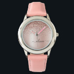 Ro Guld -  Rosa Glitter Metall Monogram Namn Armbandsur<br><div class="desc">Ro Guld -  Rosa Faux Foil Metallic Gnistra Glitter Brushed Metall Monogram Namn Watch. Det gör perfekten söt 16-årsjubileum,  bröllop,  möhippa,  årsdag,  babydusch eller bachelorette-fest för någon som glam lyxen och chic stilar i kärlek.</div>
