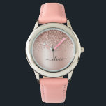 Ro Guld -  Rosa Glitter Metall Monogram Namn Armbandsur<br><div class="desc">Ro Guld -  Rosa Faux Foil Metallic Gnistra Glitter Brushed Metall Monogram Namn Watch. Det gör perfekten söt 16-årsjubileum,  bröllop,  möhippa,  årsdag,  babydusch eller bachelorette-fest för någon som glam lyxen och chic stilar i kärlek.</div>
