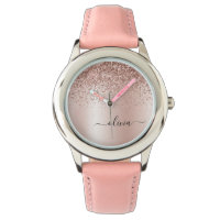 Ro Guld -  Rosa Glitter Metall Monogram Namn