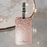 Ro Guld -  Rosa Glitter Metall Monogram Namn Bagagebricka<br><div class="desc">Ro Guld -  Rosan Faux Foil Metallic Gnistra Glitter Brushed Metall Monogram Namn och Initial Bag eller Luggage Tag. Det gör perfekten söt 16-årsjubileum,  bröllop,  möhippa,  årsdag,  babydusch eller bachelorette-fest för någon som glam lyxen och chic stilar i kärlek.</div>