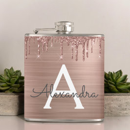 Ro Guld -  Rosa Glitter Metall Monogram Namn Fickplunta