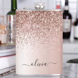Ro Guld - Rosa Glitter Metall Monogram Namn Fickplunta
