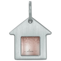 Ro Guld -  Rosa Glitter Metall Monogram Namn