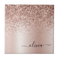 Ro Guld -  Rosa Glitter Metall Monogram Namn