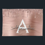 Ro Guld -  Rosa Glitter Metall Monogram Namn Kökshandduk<br><div class="desc">Ro Guld -  Rosan Faux Foil Metallic Gnistra Glitter Brushed Metall Monogram Namn och Initial Kitchen Towel. Det gör perfekten söt 16-årsjubileum,  bröllop,  möhippa,  årsdag,  babydusch eller bachelorette-fest för någon som glam lyxen och chic stilar i kärlek.</div>