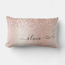 Ro Guld - Rosa Glitter Metall Monogram Namn Lumbarkudde