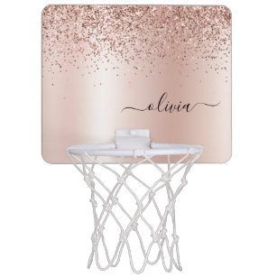 Ro Guld -  Rosa Glitter Metall Monogram Namn Mini-Basketkorg
