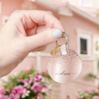 Ro Guld -  Rosa Glitter Metall Monogram Namn