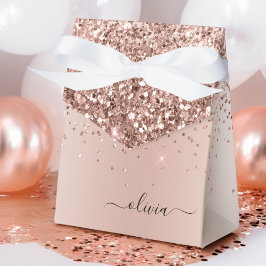 Ro Guld -  Rosa Glitter Metall Monogram Namn Presentaskar