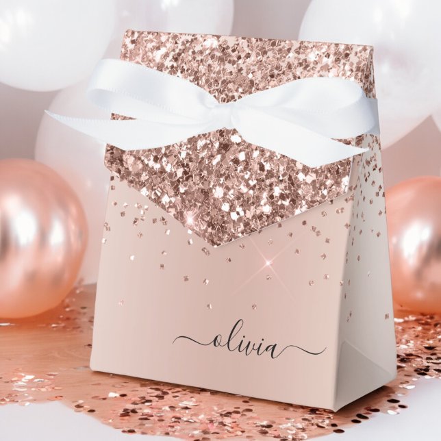 Ro Guld -  Rosa Glitter Metall Monogram Namn Presentaskar (Skapare uppladdad)
