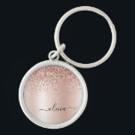 Ro Guld -  Rosa Glitter Metall Monogram Namn Rund Silverfärgad Nyckelring<br><div class="desc">Ro Guld -  Rosa Faux Foil Metallic Gnistra Glitter Brushed Metall Monogram Namn nyckelringar (Nyckelring). Det gör perfekten söt 16-årsjubileum,  bröllop,  möhippa,  årsdag,  babydusch eller bachelorette-fest för någon som glam lyxen och chic stilar i kärlek.</div>