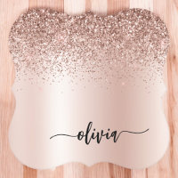 Ro Guld -  Rosa Glitter Metall Monogram Namn