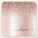 Ro Guld -  Rosa Glitter Metall Monogram Namn Underlägg Papper Kvadrat<br><div class="desc">Ro Guld -  Rosa Faux Foil Metallic Gnistra Glitter Brushed Metall Monogram Namn Papper Underlägg. Det gör perfekt studenten,  födelsedag,  bröllop,  möhippa,  årsdag,  babydusch eller bachelorette-fest till någon som glam lyx och chic stilar.</div>