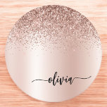 Ro Guld -  Rosa Glitter Metall Monogram Namn Underlägg Papper Rund<br><div class="desc">Ro Guld -  Rosa Faux Foil Metallic Gnistra Glitter Brushed Metall Monogram Namn Papper Underlägg. Det gör perfekt studenten,  födelsedag,  bröllop,  möhippa,  årsdag,  babydusch eller bachelorette-fest till någon som glam lyx och chic stilar.</div>