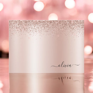 Ro Guld Rosa Glitter Metall Monogram Tack Kort