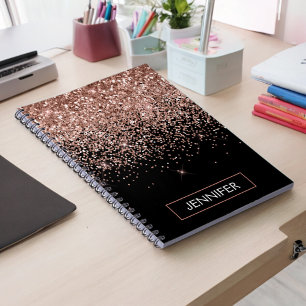 Ro Guld Rosa Glitter Monogram Girly Anteckningsbok