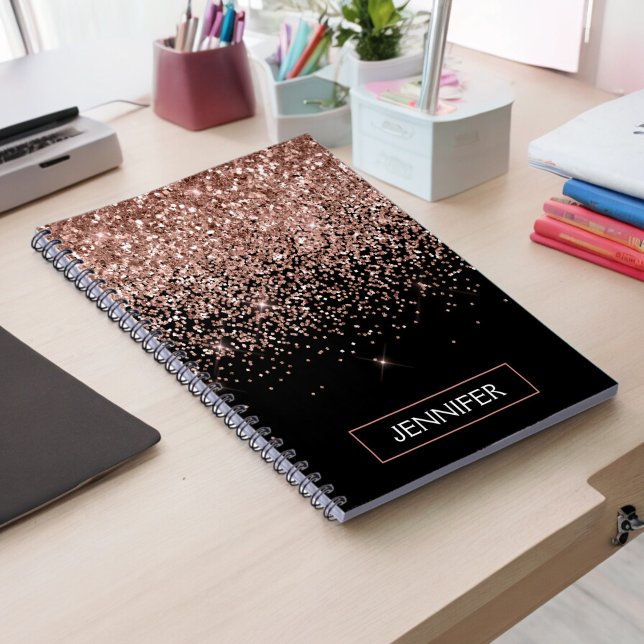 Ro Guld  Rosa Glitter Monogram Girly Anteckningsbok (Skapare uppladdad)