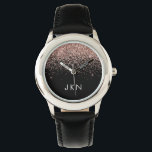Ro Guld  Rosa Glitter Monogram Initialer Armbandsur<br><div class="desc">Svart och  Rosa - Ro Guld Gnistra Glitter Monogram Namn Watch. Det gör perfekten söt 16-årsjubileum,  bröllop,  möhippa,  årsdag,  babydusch eller bachelorette-fest för någon som glam lyxen och chic stilar i kärlek.</div>