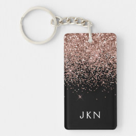 Ro Guld  Rosa Glitter Monogram Initialer Nyckelring