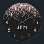 Ro Guld  Rosa Glitter Monogram Initialer Stor Klocka<br><div class="desc">Black and Ro Guld -  Rosa Gnistra Glitter Brushed Monogram Namn Clock. Det gör perfekten söt 16-årsjubileum,  bröllop,  möhippa,  årsdag,  babydusch eller bachelorette-fest för någon som glam lyxen och chic stilar i kärlek.</div>