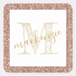 Ro Guld Rosa Glitter Namn etikett