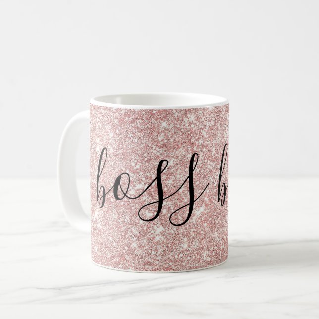 Ro Guld Rosa Glitter och Gnistra Chef Babe Kaffemugg (Framsida vänster)