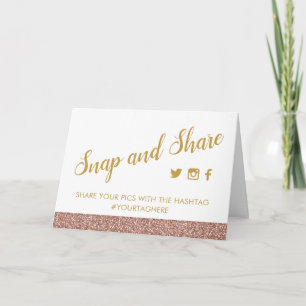 Ro Guld Rosa Glitter Party Hashtag Sign Tält Kort