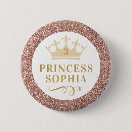 Ro Guld Rosa Glitter Princess Birthday Girl Knapp