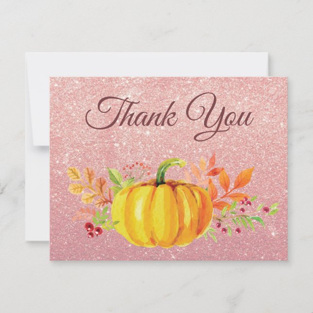 Ro Guld Rosa Glitter Pumpkin Fall - tackkort Tack Kort (Framsida)