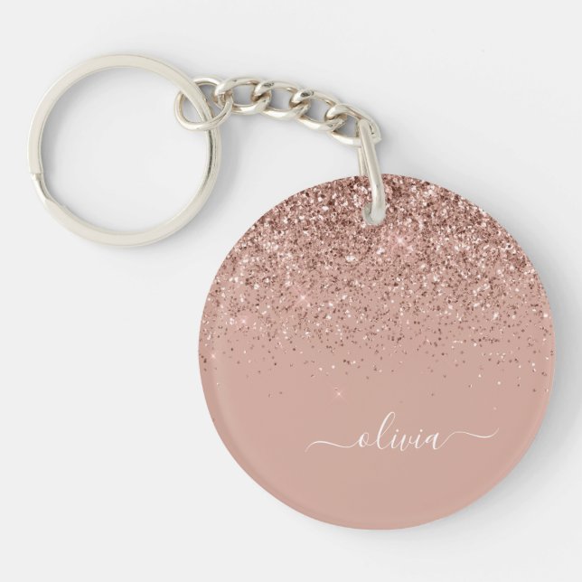 Ro Guld  Rosa Glitter Script Monogram Girly (Framsidan)