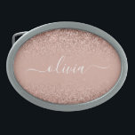 Ro Guld  Rosa Glitter Script Monogram Girly<br><div class="desc">Ro Guld -  Rosa Gnistra Glitter Skript Monogram Namn Bälte Buckle. Detta gör perfekt studenten,  söt 16 16,  18,  21,  30,  40,  50,  60,  70,  80,  90:e,  100-årsdag,  bröllop,  möhippa,  årsdag,  babydusch eller bachelorette-gåva till någon som glam lyx och chic stilar.</div>