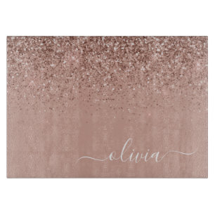 Ro Guld  Rosa Glitter Script Monogram Girly