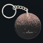 Ro Guld  Rosa Glitter Script Monogram Girly<br><div class="desc">Ro Guld -  nyckelkedja för Rosa och svart Gnistra i Glitter Skriptmonogram Namn. Det gör perfekten söt 16-årsjubileum,  bröllop,  möhippa,  årsdag,  babydusch eller bachelorette-fest för någon som glam lyxen och chic stilar i kärlek.</div>