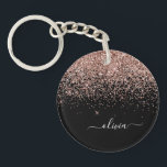 Ro Guld  Rosa Glitter Script Monogram Girly<br><div class="desc">Ro Guld -  nyckelkedja för Rosa och svart Gnistra i Glitter Skriptmonogram Namn. Det gör perfekten söt 16-årsjubileum,  bröllop,  möhippa,  årsdag,  babydusch eller bachelorette-fest för någon som glam lyxen och chic stilar i kärlek.</div>