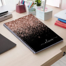 Ro Guld Rosa Glitter Script Monogram Girly