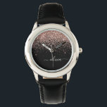 Ro Guld  Rosa Glitter Script Monogram Girly Armbandsur<br><div class="desc">Black and Ro Guld -  Rosa Gnistra Glitter Script Monogram Namn Watch. Det gör perfekten söt 16-årsjubileum,  bröllop,  möhippa,  årsdag,  babydusch eller bachelorette-fest för någon som glam lyxen och chic stilar i kärlek.</div>