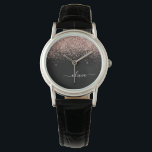 Ro Guld  Rosa Glitter Script Monogram Girly Armbandsur<br><div class="desc">Black and Ro Guld -  Rosa Gnistra Glitter Script Monogram Namn Watch. Det gör perfekt studenten,  födelsedag,  bröllop,  möhippa,  årsdag,  babydusch eller bachelorette-fest till någon som glam lyx och chic stilar.</div>