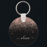 Ro Guld  Rosa Glitter Script Monogram Girly Nyckelring<br><div class="desc">Svart och Ro Guld -  Rosa Gnistra Glitter Skriptmonogram Namn nyckelringar (Nyckelring). Det gör perfekten söt 16-årsjubileum,  bröllop,  möhippa,  årsdag,  babydusch eller bachelorette-fest för någon som glam lyxen och chic stilar i kärlek.</div>