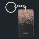 Ro Guld  Rosa Glitter Script Monogram Girly Nyckelring<br><div class="desc">Ro Guld -  nyckelkedja för Rosa och svart Gnistra i Glitter Skriptmonogram Namn. Det gör perfekten söt 16-årsjubileum,  bröllop,  möhippa,  årsdag,  babydusch eller bachelorette-fest för någon som glam lyxen och chic stilar i kärlek.</div>
