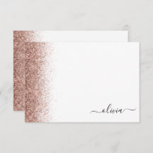 Ro Guld Rosa Glitter Script Monogram Girly