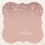 Ro Guld  Rosa Glitter Script Monogram Girly Underlägg Papper<br><div class="desc">Ro Guld -  Rosa Gnistra Glitter Skript Monogram Namn Pappra Underlägg. Det gör perfekt studenten,  födelsedag,  bröllop,  möhippa,  årsdag,  babydusch eller bachelorette-fest till någon som glam lyx och chic stilar.</div>