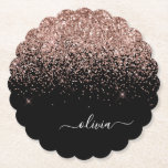 Ro Guld  Rosa Glitter Script Monogram Girly Underlägg Papper<br><div class="desc">Svart och Ro Guld -  Rosa Gnistra Glitter Skript Monogram Namn Pappra Underlägg. Det gör perfekt studenten,  födelsedag,  bröllop,  möhippa,  årsdag,  babydusch eller bachelorette-fest till någon som glam lyx och chic stilar.</div>