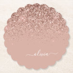 Ro Guld  Rosa Glitter Script Monogram Girly Underlägg Papper<br><div class="desc">Ro Guld -  Rosa Gnistra Glitter Skript Monogram Namn Pappra Underlägg. Det gör perfekt studenten,  födelsedag,  bröllop,  möhippa,  årsdag,  babydusch eller bachelorette-fest till någon som glam lyx och chic stilar.</div>