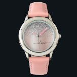 Ro Guld -  Rosa Glitter Silver Monogram Armbandsur<br><div class="desc">Ro Guld -  Rosa och Silver Faux Foil Metallic Gnistra Glitter Brushed Metall Monogram Namn Watch Watch. Det gör perfekten söt 16-årsjubileum,  bröllop,  möhippa,  årsdag,  babydusch eller bachelorette-fest för någon som glam lyxen och chic stilar i kärlek.</div>