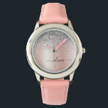 Ro Guld -  Rosa Glitter Silver Monogram Armbandsur<br><div class="desc">Ro Guld -  Rosa och Silver Faux Foil Metallic Gnistra Glitter Brushed Metall Monogram Namn Watch Watch. Det gör perfekten söt 16-årsjubileum,  bröllop,  möhippa,  årsdag,  babydusch eller bachelorette-fest för någon som glam lyxen och chic stilar i kärlek.</div>