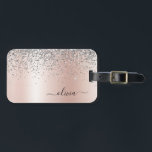 Ro Guld -  Rosa Glitter Silver Monogram Bagagebricka<br><div class="desc">Ro Guld -  Rosa och Silver Faux Foil Metallic Gnistra Glitter Brushed Metall Monogram Namn och Initial Bag eller Luggage Tag. Det gör perfekten söt 16-årsjubileum,  bröllop,  möhippa,  årsdag,  babydusch eller bachelorette-fest för någon som glam lyxen och chic stilar i kärlek.</div>