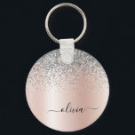 Ro Guld -  Rosa Glitter Silver Monogram Nyckelring<br><div class="desc">Ro Guld -  Rosa och Silver Faux Foil Metallic Gnistra Glitter Brushed Metall Monogram Namn nyckelringar (Nyckelring) (). Det gör perfekten söt 16-årsjubileum,  bröllop,  möhippa,  årsdag,  babydusch eller bachelorette-fest för någon som glam lyxen och chic stilar i kärlek.</div>