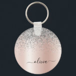 Ro Guld -  Rosa Glitter Silver Monogram Nyckelring<br><div class="desc">Ro Guld -  Rosa och Silver Faux Foil Metallic Gnistra Glitter Brushed Metall Monogram Namn nyckelringar (Nyckelring) (). Det gör perfekten söt 16-årsjubileum,  bröllop,  möhippa,  årsdag,  babydusch eller bachelorette-fest för någon som glam lyxen och chic stilar i kärlek.</div>