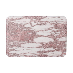 Ro Guld Rosa Glitter Sparkly Marble Glam Trendig Badrumsmatta